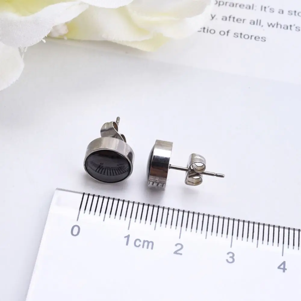TGNEL круглые черные керамические серьги-гвоздики из чистого титана