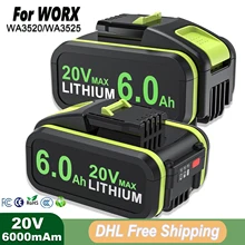 6000mAh Battery For Worx WA3553 20V Cordless Power Tool Battery WA3572 WA3553 WX390 WA3551 WX176 WX178 Spare Batteriies