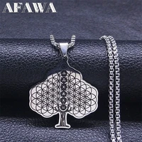 yoga 7 chakra flower of life stainless steel necklace reiki healing balancing necklaces amulet jewelry collar hombre n3351s02