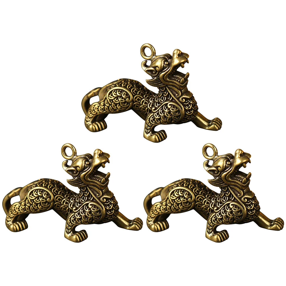 

Keychain Charms Brass Statue Animal Kirin Fengshui Decor Wealth Figurinemini Ornament Luckycopperfigurines Charm Beads Adorn