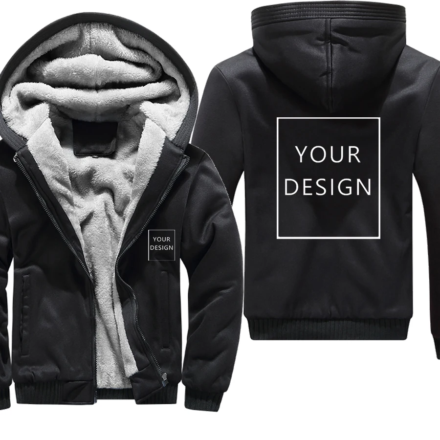 

Your OWN Design Windbreak Coat Men Logo/Picture Custom DIY Print Warm Hoodie Thick Causal Winter Jacket Hoody Men Clothes