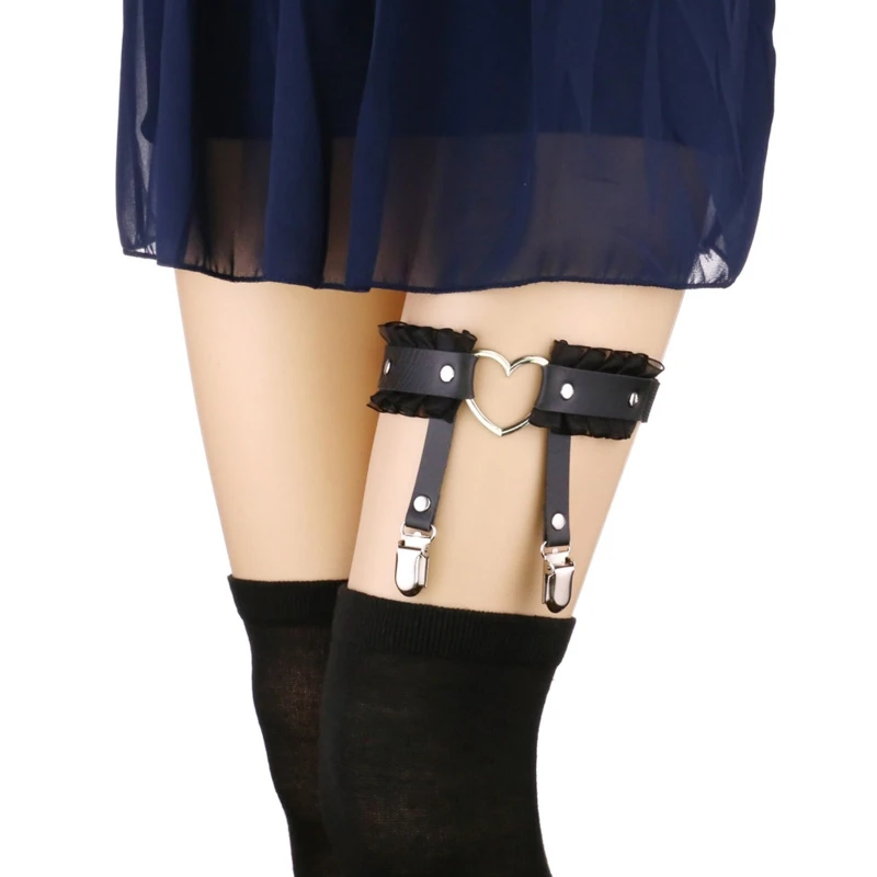 

Готическая двойная зажим для чулок с плиссированными кружевами, Женская эластичная цепочка до бедра, ювелирные изделия для ночного клуба, в...