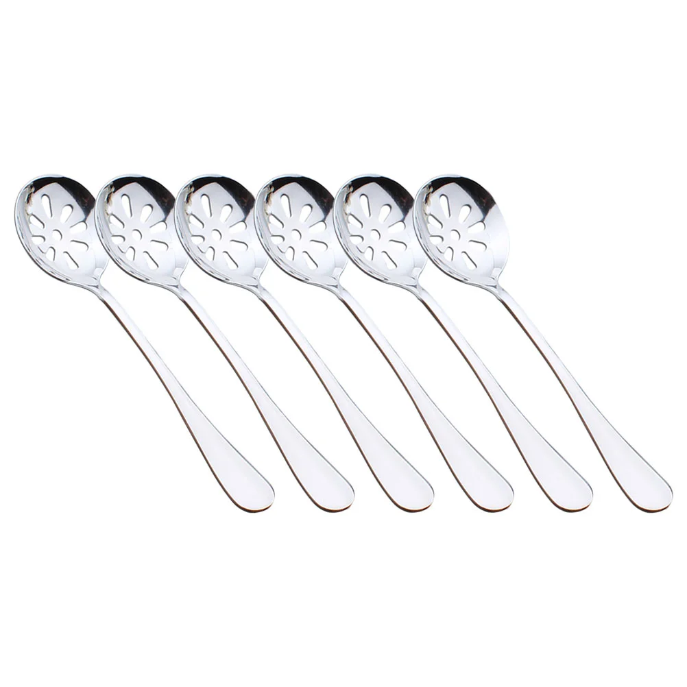 

6 Pcs Colander Ergonomic Slotted Spoons Home Accessory Cocktail Caviar Daily Use Serving Portable Stainless Steel Strainer