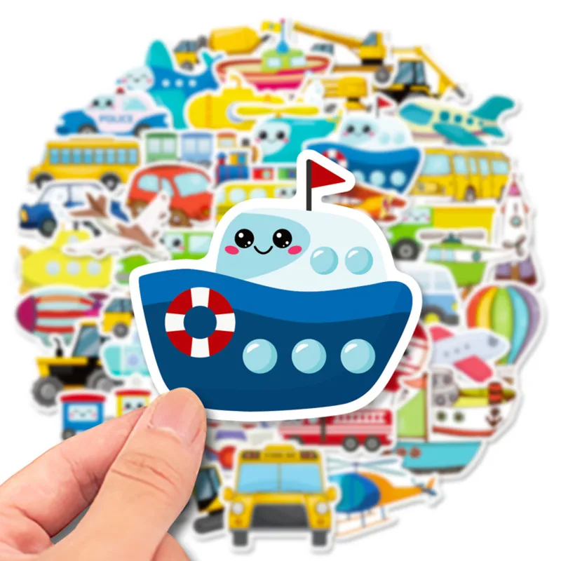 

20/50 Cartoon Ferry Traffic Car Airplane Map Children Cognitive Cartoon Early Education Kindergarten Cute Stickers