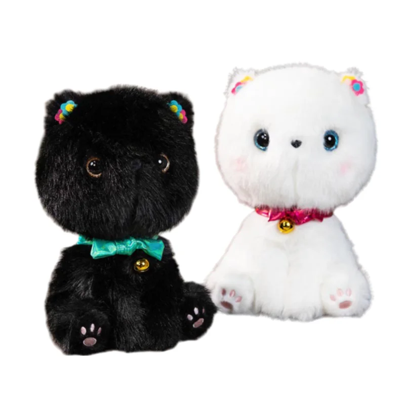 

Милые Креативные Мягкие плюшевые игрушки в виде белого и черного кота, 25 см, сопровождающие куклы, украшение дивана для девочек, детей, подарки на день рождения и Рождество