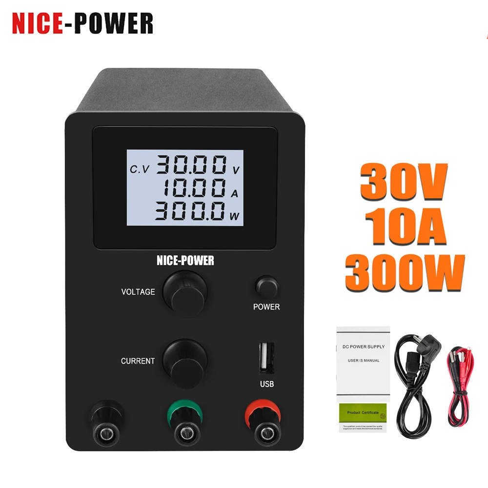 

NICE-POWER Lab DC Power Supply Adjustable 30V 10A USB LCD Digital Bench Source Stabilized Current 120V3A Voltage Regulator DIY