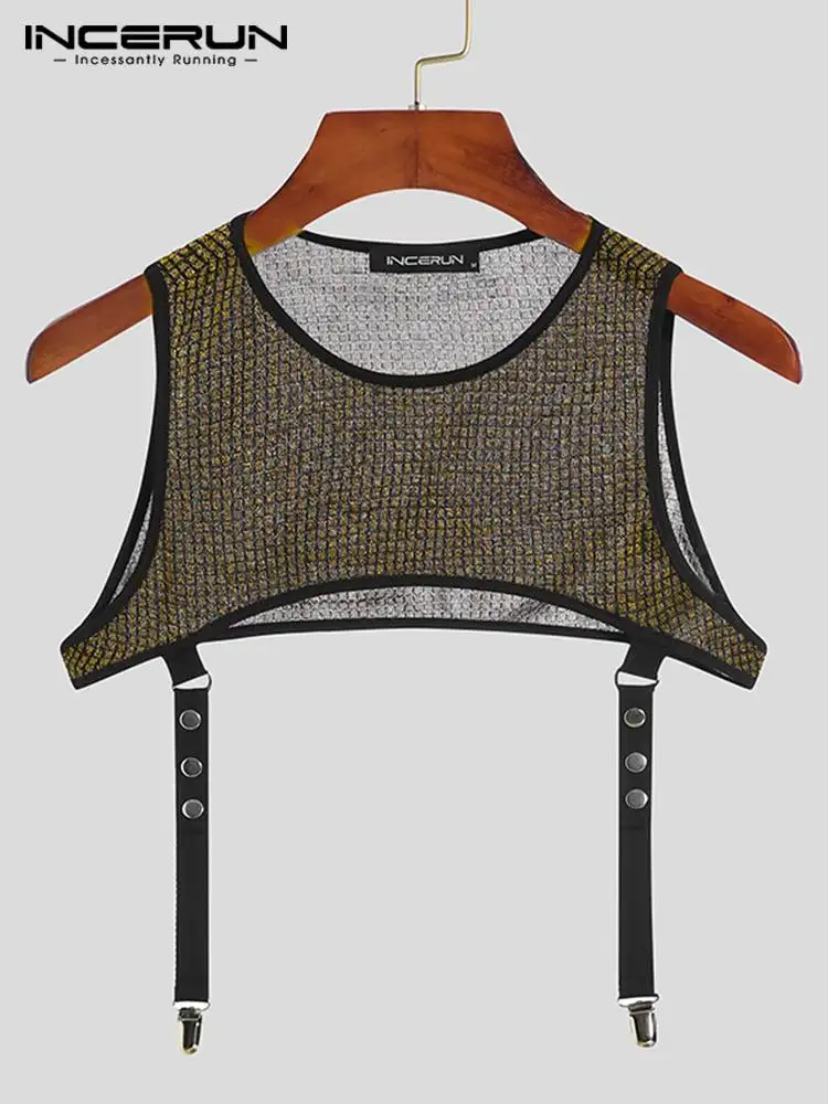 INCERUN Comfortable Homewear New Men Fashion Casual All-match Sets Stylish Male Reflective Two-piece Sleeveless Suits S-5XL 2021