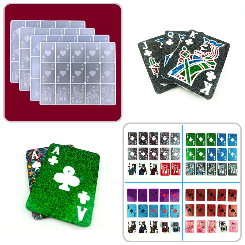 

DIY Playing Card Epoxy Resin Mold Square Multiplayer Card Board Game Homemade Silicone Mold Fun Plum Blossom Crystals Mold