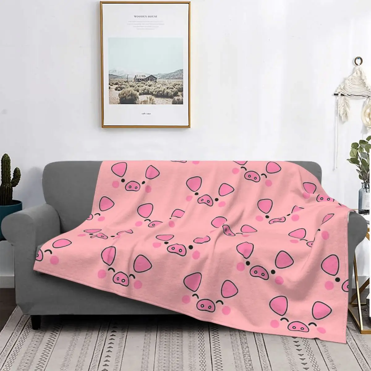 

Pig Blanket Fleece Plush All Season Cute Super Warm Ultra-Soft Pink Cute Pig Throw Blankets For Sofa Plush Thin Quilt