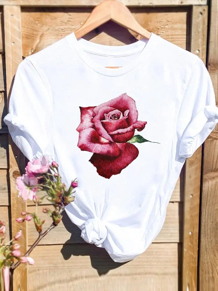 

Summer T-shirts Fashion Clothing Shirt Female Graphic T Top Women Watercolor Love Cute 90s Print Short Sleeve Tee T-Shirt