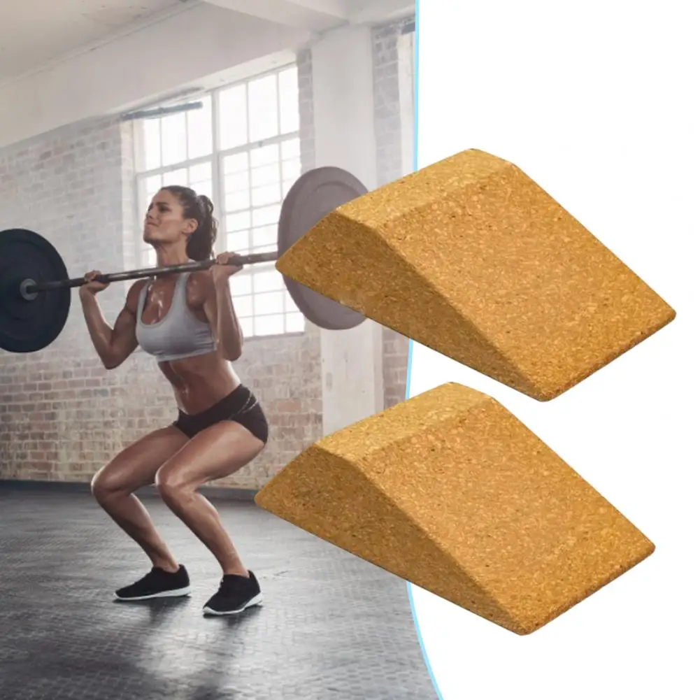 

1 Set Practical Non Slip Cork Weightlifting Fitness Slant Board Squat Blocks Lightweight Protective Joint