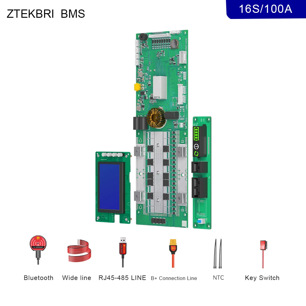 Фото ZTEKBRI Бытовое хранилище Energy Lifepo4 Батарея Smart BMS с ЖК-экраном Wi-Fi ЕС в наличии для 16S 150A №1