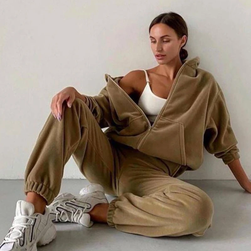 

Весенние 2023 женские брендовые вельветовые спортивные костюмы из двух предметов женский спортивный костюм толстовки и брюки спортивная одежда оверсайз