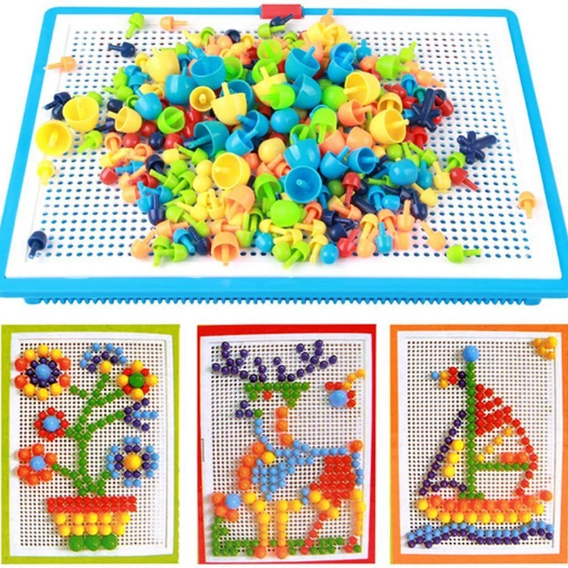 

Mushroom Nail DIY Handmade Toys Children's Montessori Educational Toys Intelligent 3D Puzzle Game Jigsaw Board Gifts