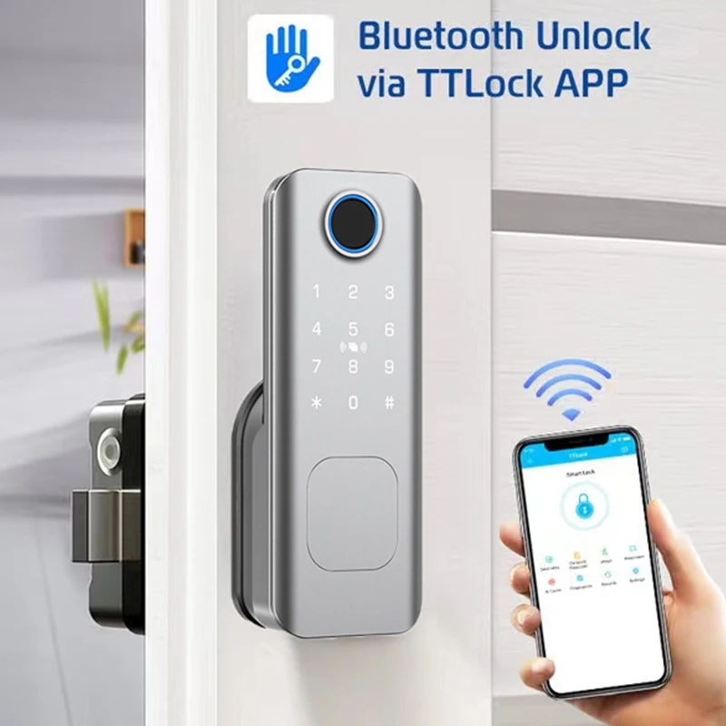 

Electronic Door Lock TTLock Bluetooth Wifi APP Remote Unlock Biometric Fingerprint Lock Password Card Keyless Enter Smart Lock