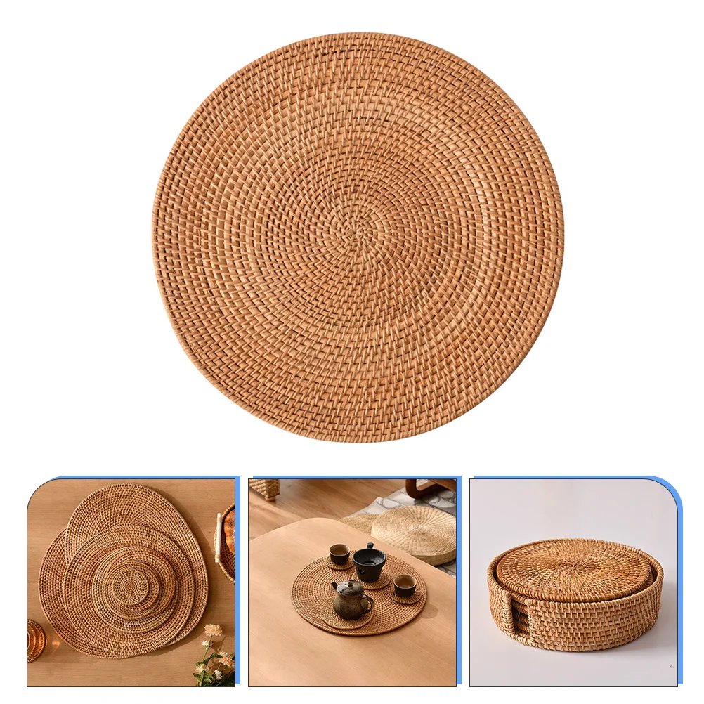

6pcs Rattan Coasters Insulated Round Hot Pads Handcrafted Woven Hot Dishes Mat