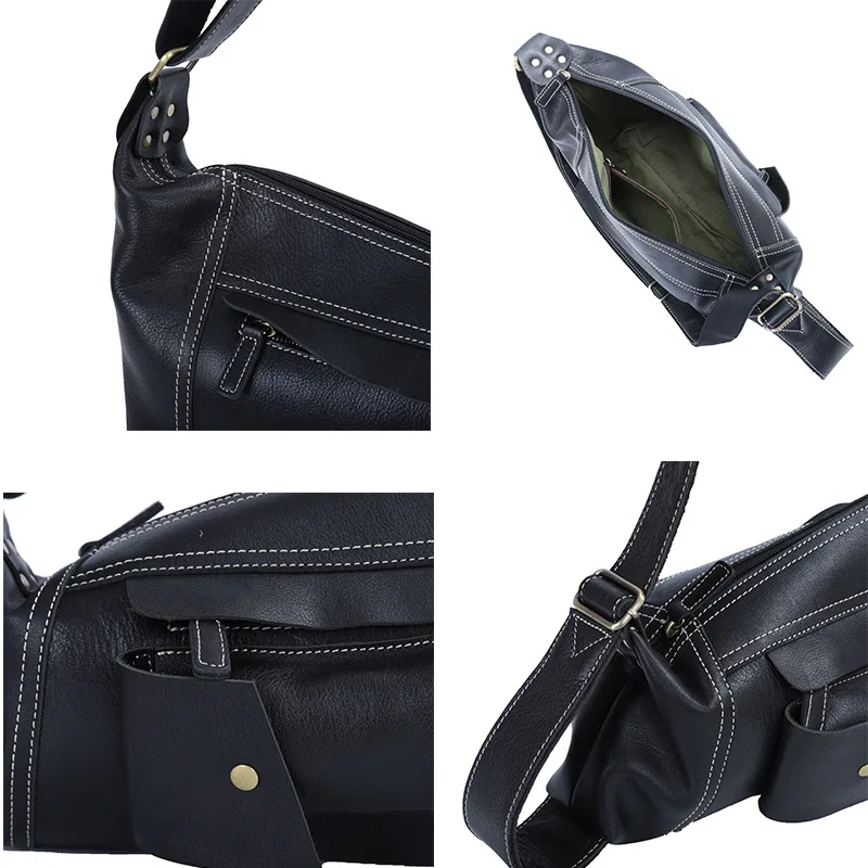 Genuine Leather Chest Bag For Men High-Capacity Male Shoulder Bag Business Crossbody Bag Vintage Man Sling Messenger Bag