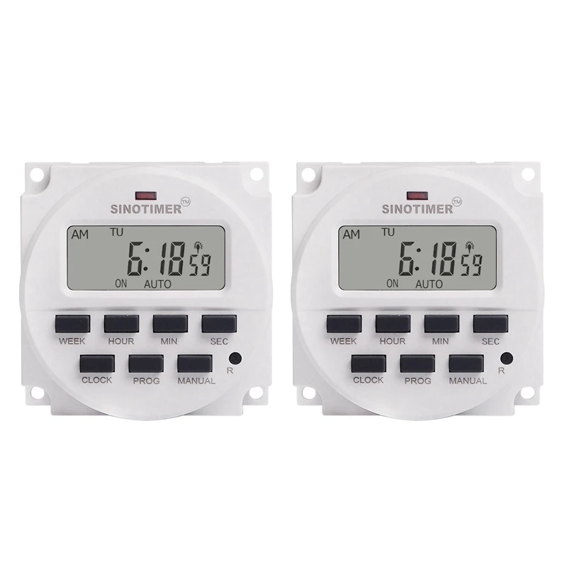 

2X SINOTIMER TM618SH-1 1 Second Weekly Programmable Digital Timer Automatically Turn On Off Microcomputer 110V