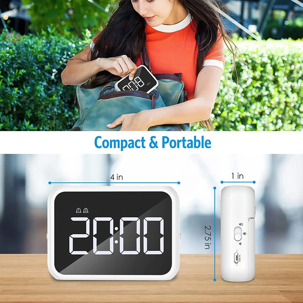 Цифровой будильник 4-дюймовые зеркальные цифровые часы регулируемая яркость и