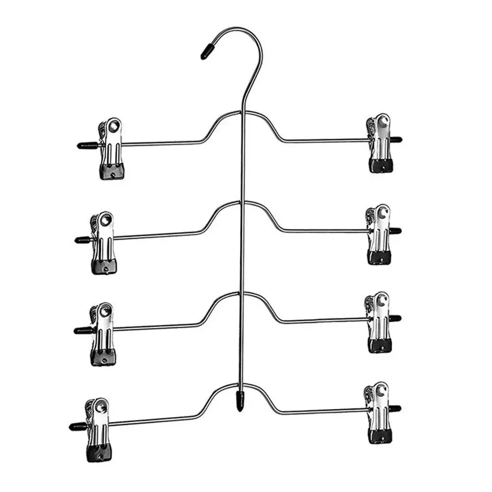 

Space Adjustable Organizer Skirt Clothes Pants Shorts Tier Hangers Clips Hanger With Skirt Pants 4 Metal Saving Slip No Storage