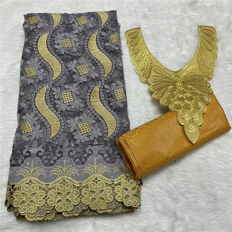 

2.5 y lace +2.5 y Perfume Bazin Riche Brode +collar embroidery African fabrics Tulle cord Lace popular Dubai style XM081502