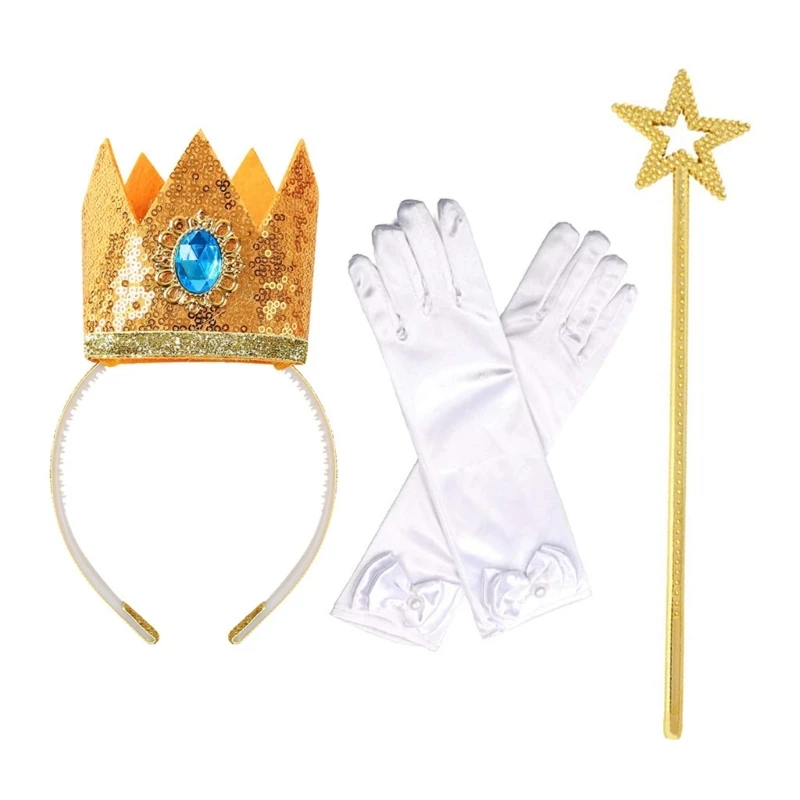 Аксессуары в виде короны принцессы для женщин и девочек повязки волос перчатки