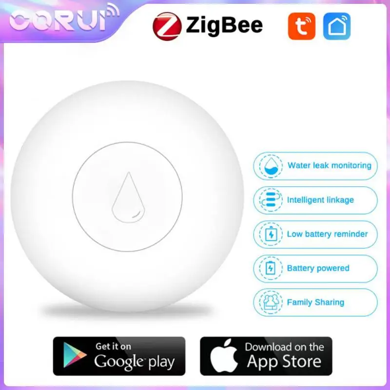 

Corui Tuya Zigbee Water Leak Detector Water Tank Full Water Monitoring System Flood Sensor Linkage Alarm APP Remote Control