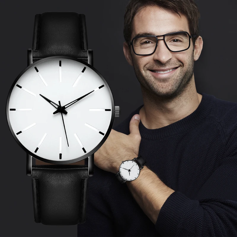 

2022 Minimalist Men's Fashion Ultra Thin Watches Simple Men Business Leather Belt Quartz Watch Relogio Masculino
