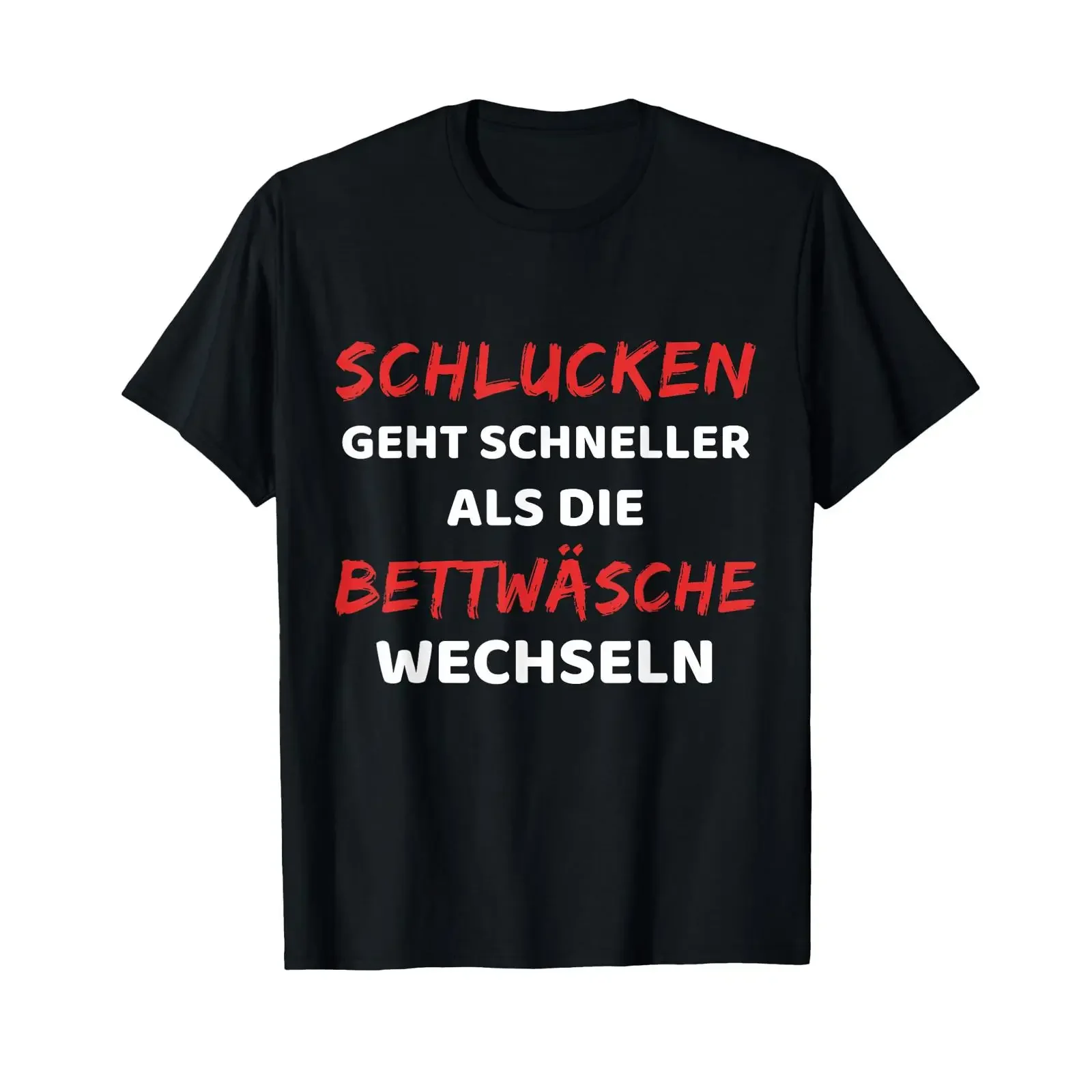 Фото Футболка с немецким текстом SchLUCKEN GEHT Schneller Language, черная, размер S, винтажная, с эффектом потертости, дизайнерская одежда, слегка повседневная. №1