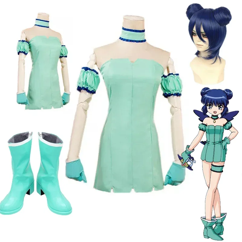 Новый костюм аниме Токио Мью 2024 мятный Аизава платья для косплея обувь с париком