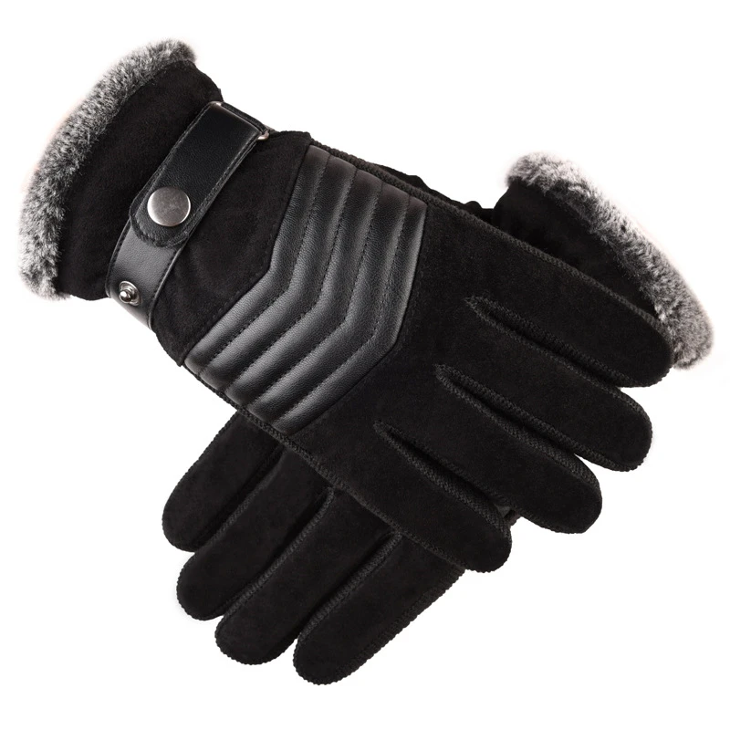 

Мужские перчатки из искусственной кожи, плотные теплые перчатки из полиэстера, коричневые зимние лыжные перчатки для вождения, русской зимы 2023, Лидер продаж