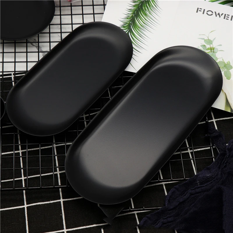 Черная матовая обеденная тарелка из нержавеющей стали десертная фруктовый торт