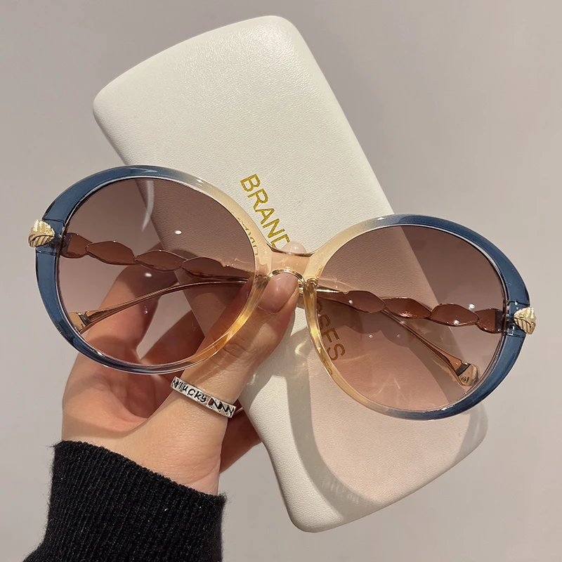 

Trendy Fashion Women Female Eyewear New Vintage Round Frame Sunglasses Gradient Colorful Luxury Brand Designer Shades for Ladies