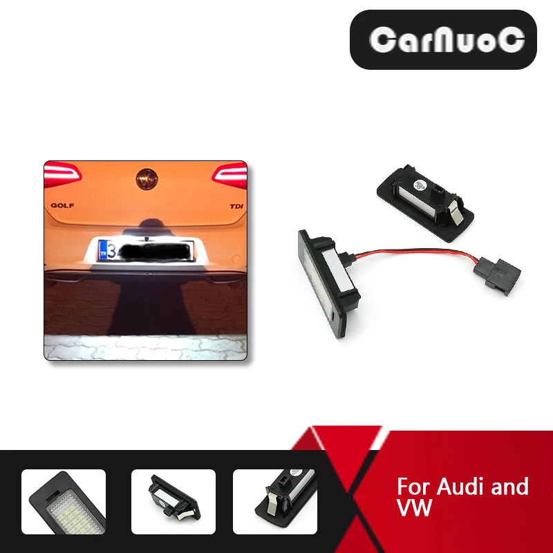 

2pcs No Errors LED Car License Number Plate Lamp Auto Rear Taillight For VW Passat 5D R36 /Audi A4 B8 A5 S4 S5 Q5 TT TTRS