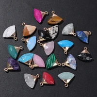 natural stone pendant malachite agat amazonite sector shape charms for jewelry making earrings necklace bracelet diy accessories