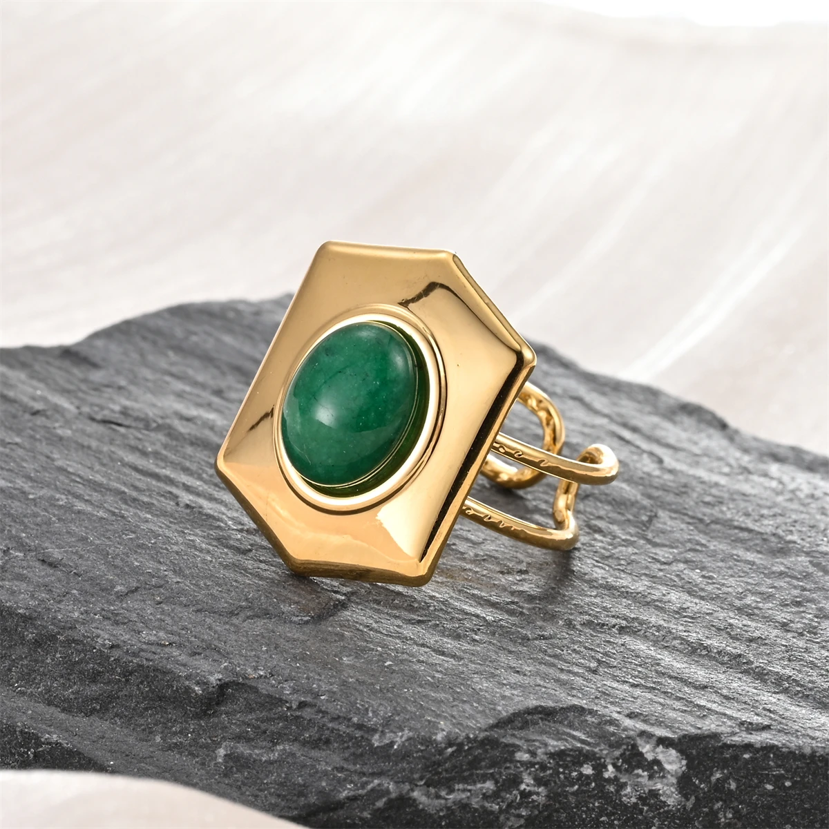 Новые Ретро Кольца из натурального камня Женские Геометрические открытые