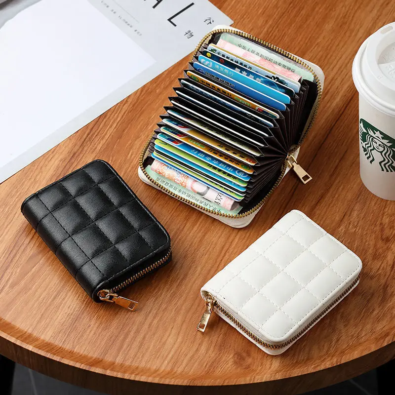 

Luxury Women Small Wallets Zipper PU Leather Female Plaid Card Holder Wallet Fashion Woman Small Zipper Wallet With Coin Purse