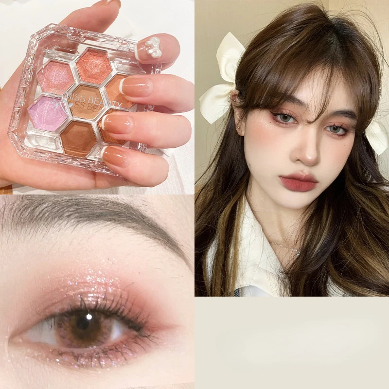 

Lychee Rose Diamond Flash Eye Shadow Palette Milk Tea Color Eye Shadow Female Seven-color Eye Beauty Cosmestics