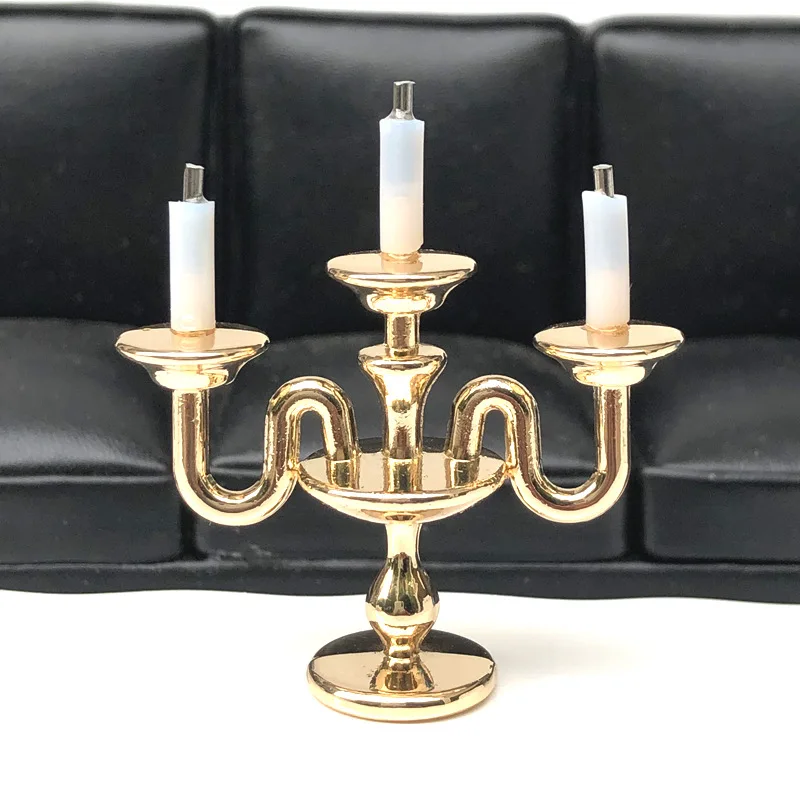 

1: 12 детский домик фотореквизит 12 точек 8 точек аксессуары металлическая настольная лампа подсвечник с тремя головками