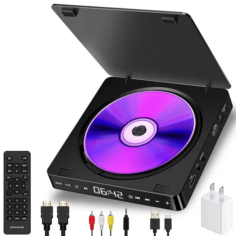 Portable DVD Disk Player Personal Use USB Thumb Drive Support Connects Directly To Projectors And TV Lightweight Easy To Carry