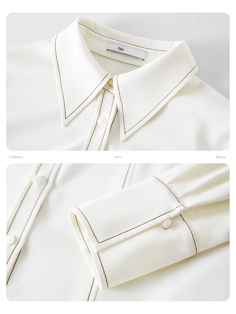 Женский зимний белый темпераментный Мягкий Топ FSLE линейная декоративная рубашка