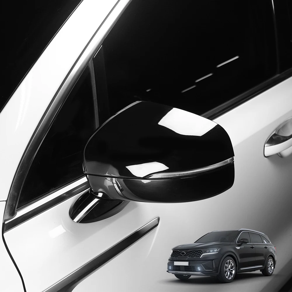 Фото Для тюнинга Kia Sorento MQ4 2021-2026 крышка зеркала автомобильные внешние аксессуары ярко-черная крышка зеркала заднего вида боковые крышки №2