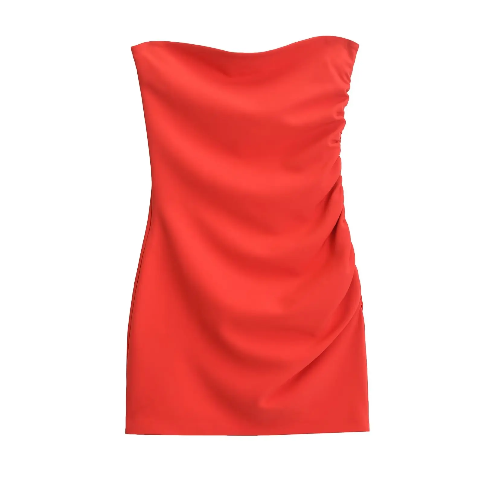 

Women New Fashion Pleated Tube Top Mini dress Vintage Sleeveless Backless Zipper Casual Chic Female Dresses Vestidos robe Mujer