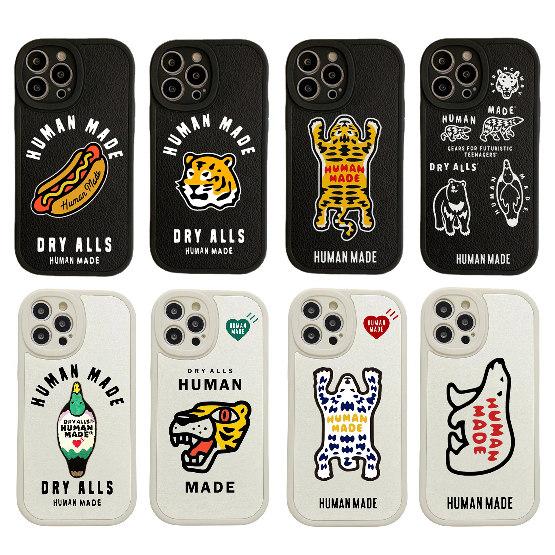 

Luxury Brand NIGO HUMAN MADE Cartoon Lens Protection Painted Upholstered Phone Case For iPhone11 12mini 13 ProMax XR Xsmax Cover