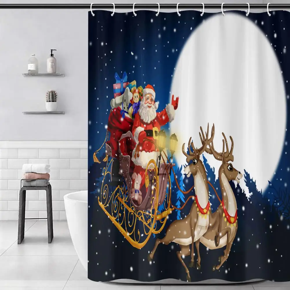 

Polyester Fabric Shower Curtain Festive Christmas Santa Shower Curtain Waterproof Soft Durable Bathroom Decor for A Clean