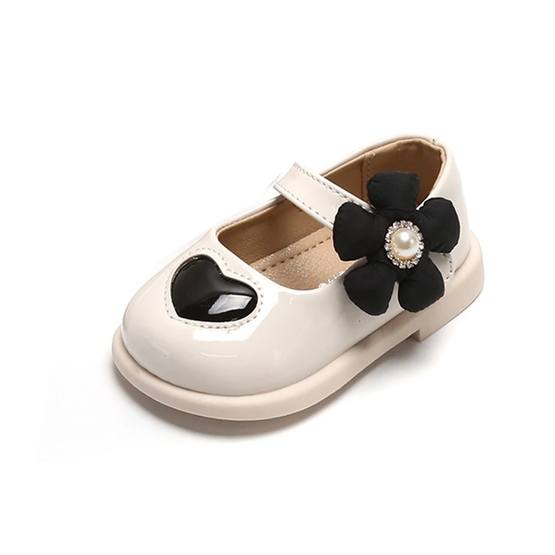 

Girl's Patent Leather Princess Flower Ballerina Flats Shoes,Bright Pearl Hot Heart Dress Ballet Mary Jane Shoes For Toddler