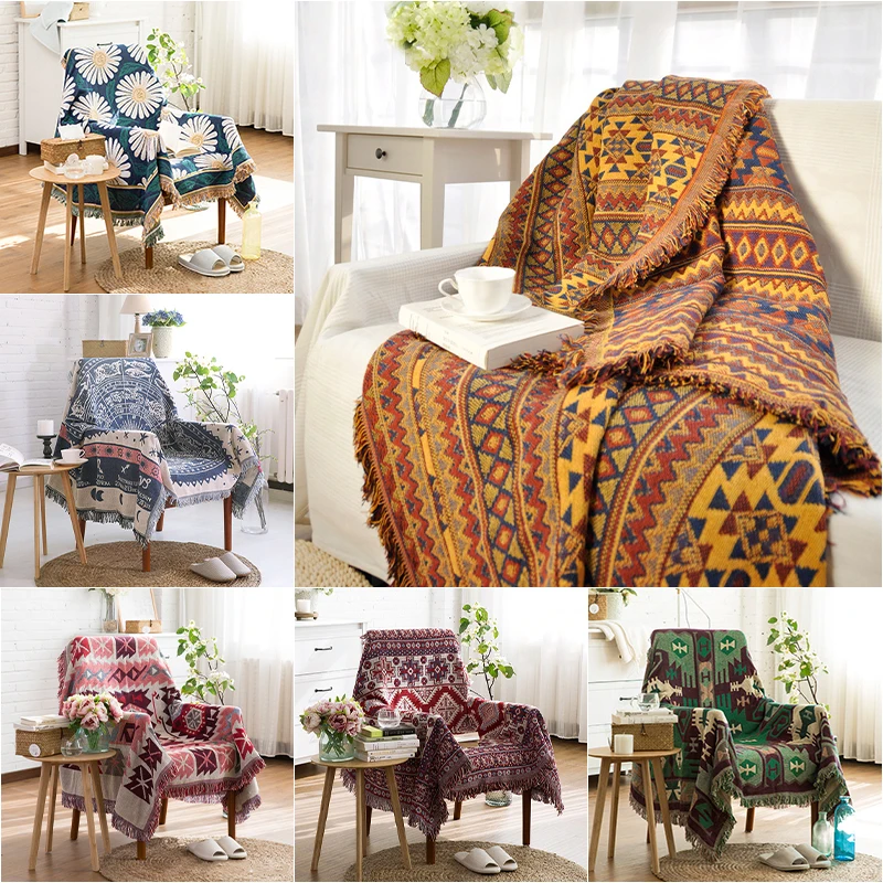 

Nordic throw blanket cotton gauze boho sofa towel summer air conditioning blanket for beds Ethnic Leisure bedspread soft sheets