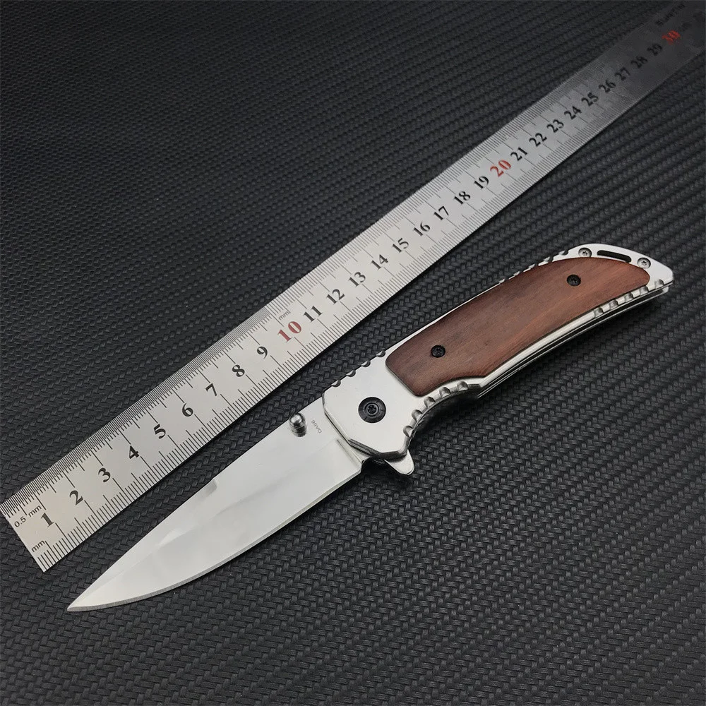 

Tactical B.M DA56 Stainless Steel Manual Release Folding Knife Wood Handle Pocket Cutter Outdoor Survival Camping Hunting Tools
