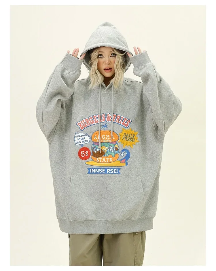 Женские толстовки с вышивкой в стиле Гамбурга осень 2024 Новый Свободный Топ