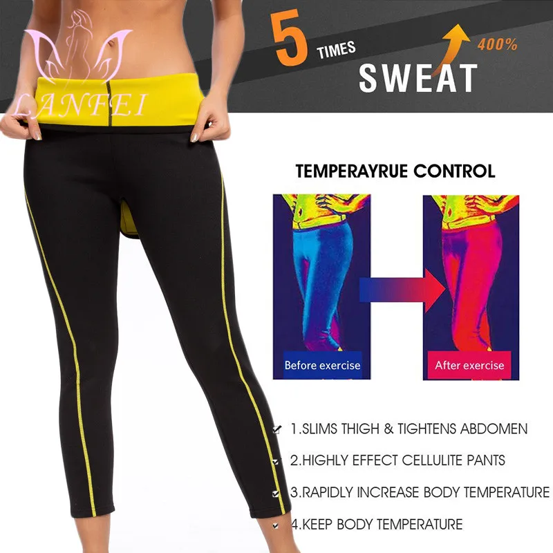 LANFEI Neoprene Waist Trainer Belt Women High Waist Legging Shapers Pants Sauna Slimming Sweat Gym Capris Hot Thermo Corset Pant